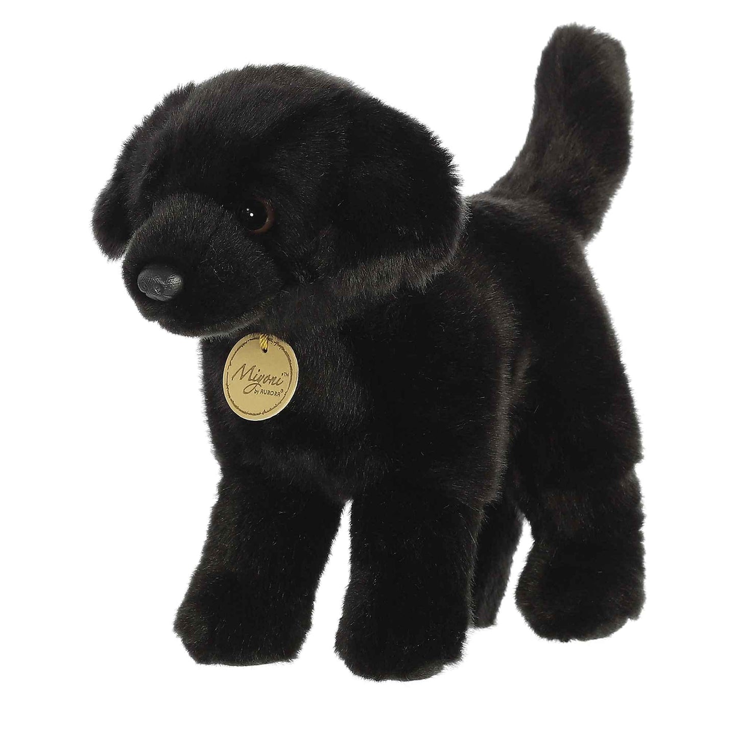 Aurora® Realistic Miyoni® Black Labrador Stuffed Animal - Lifelike Detail - Cherished Companionship - Black 10 Inches