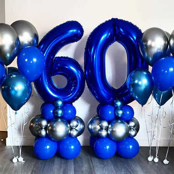 Navy Blue 60 Balloon Numbers,40 Inch Dark Blue 60 Birthday Balloons Large Foil Mylar Balloons Number 60 For Birthday Party Anniversary Decorations