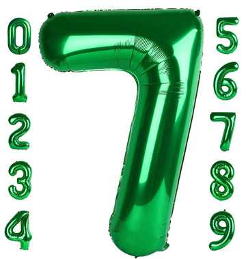 Number Balloon 40 Inch Number 7 Jumbo Dark Green Seven Birthday Decorations, 7 17 27 70 Year Old Balloon, Mylar Foil Balloon Num