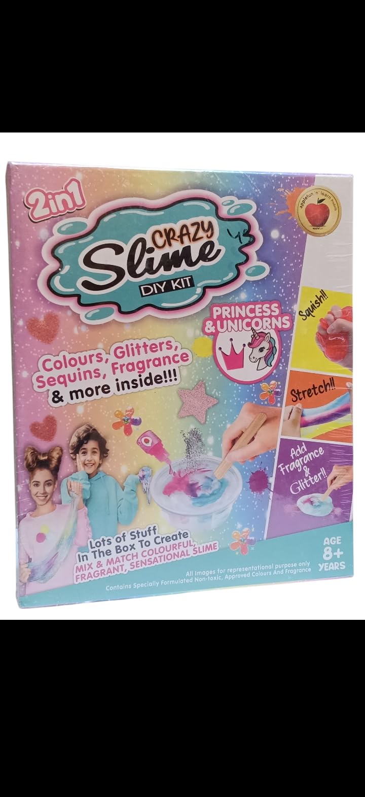 2in1 Crazy Slime DIY Kit for Kids  Create Colourful, Fragrant & Sensational Slime with Glitter, Sequins & More  Princess & U
