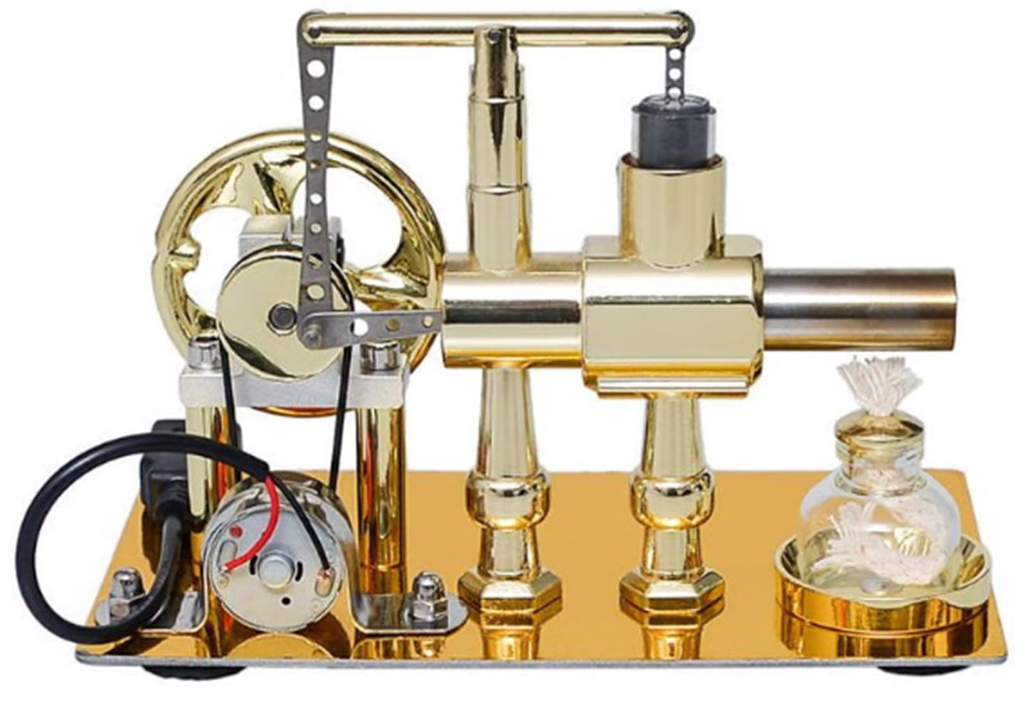 Hot Air Stirling Engine Motor Model Stirling Engine Kit  Single-Cylinder Metal Stirling Engine External Combustion Engine Motor DIY Hot Air Engine Gift of Air for mature-themeds Desktop Educational Toy (A)
