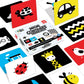 Ginimini High Contrast Flashcards For 0-12 Months - Black, White & Primary Colors For Visual Stimulation | 60 Large Pictures For