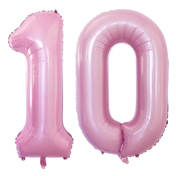 Goer Number 10 Balloons For 10Th Birthday Party Decorations,42 Inch Jumbo Foil Helium Balloons For 10Th Anniversary (Light Pink)