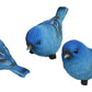 Set of 3 Bluebird Figurines, Indigo Bunting, 3 Poses, Made of Resin, 3.25  Long x 1.5 Wide x 1.75 Tall