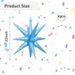 6 Pcs Light Blue Star Foil Balloons One-Piece 14-Pointed Star Balloons 4D Starburst Cone Mylar Balloons 22Inch Christmas Birthda