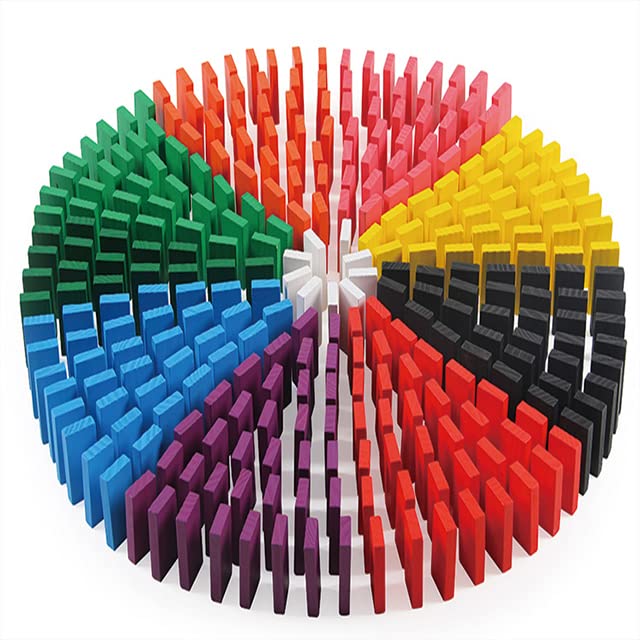 Aexoniz Wooden Domino Building Block Authentic 12 Color Toy Building & Stacking Counting Adding Subtracting Multiplication Indoo