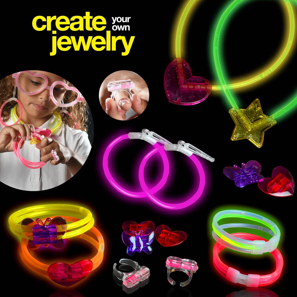 500 Glow Sticks Party Pack Necklaces And Bracelets - Ultra Bright Glow in The Dark Party Supplies, Bulk 8    Mixed Colors 200 St