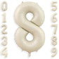 40 Inch Cream White 8 Balloon Numbers, Large Number 8 Balloon Foil Helium Number Balloons, Big 8 Mylar Birthday Balloons For Boy