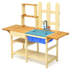 Costzon Mud Kitchen for Kids Outdoor, Wooden Pretend Play Kitchen with Removable Sink, Faucet, Storage Shelves, Mud Table, Kids