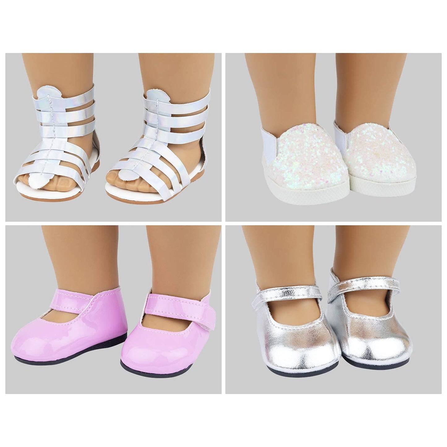 Ecore Fun 18 Inch Girl Doll Accessories Includes Random Style 9 Pairs Of Shoes Fit For 18 Inch Girl Doll Shoes Including Snow Boots, Leather Shoes, Sandals, Slipper