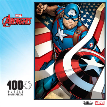 Buffalo Games Captain America 100 Piece Jigsaw Puzzle - Large Multicolor Paper Puzzle for Families - Model 4838