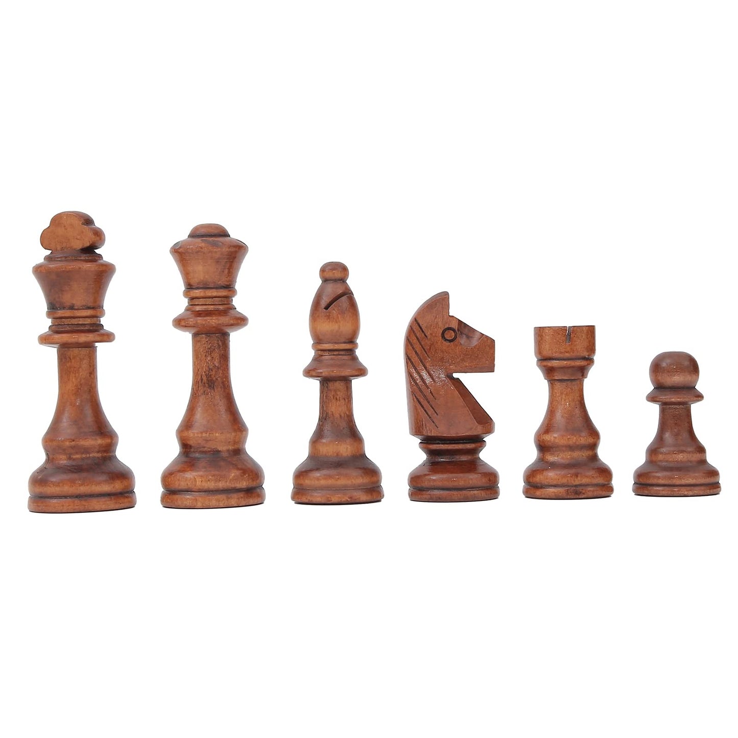 LuckyWish Large Wood Chess Pieces - 4.3 Inch King, Brown, Chess Pieces Only