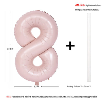 40 In Matte Pink Number Balloons Helium Foil Mylar Balloon Birthday Party Banquet Decoration Digital 8