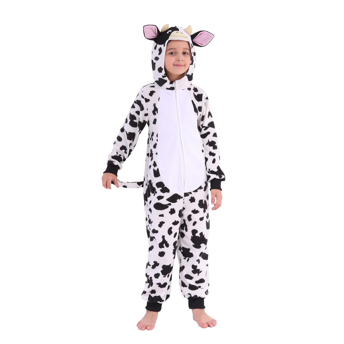 Wizland Kids Cow Costume Cow Onesie For Kids Animal Costume One Piece Cow Costume Unisex Kids Animal Outfit 4-6
