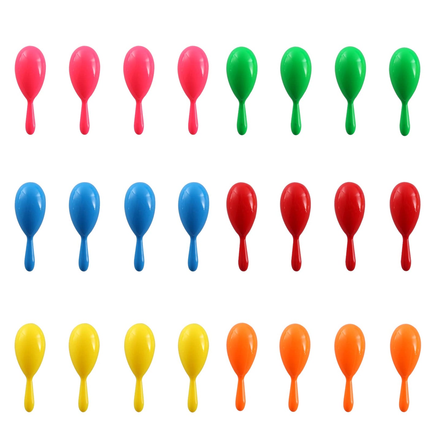 Maracas For Kids - Mexican Maraca Neon Colorful Maracas Bulk For Fiesta Party Favors Baby Noisemaker - 4' Maracas Toys For Cinco De Mayo Partys, Birthday, Fiesta Decorations, 6 Colors, 24 Pack