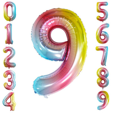 Goer Rainbow Foil Balloons Number 9,Huge Number Balloons For 9Th Birthday Party Supplies Anniversary Decorations (3 Pcs,42 Inch,32 Inch,16Inch)