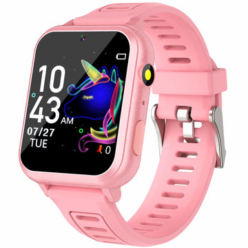 Sedzofan Smart Watch For Kids, Gift For Girls Age 6-12, 24 Puzzle Games Hd Touchscreen Kids Watches With Mp3 Music Video Pedometer Flashlight 12/24 Hr Educational Toys For 8 10 12 Year Old Girl