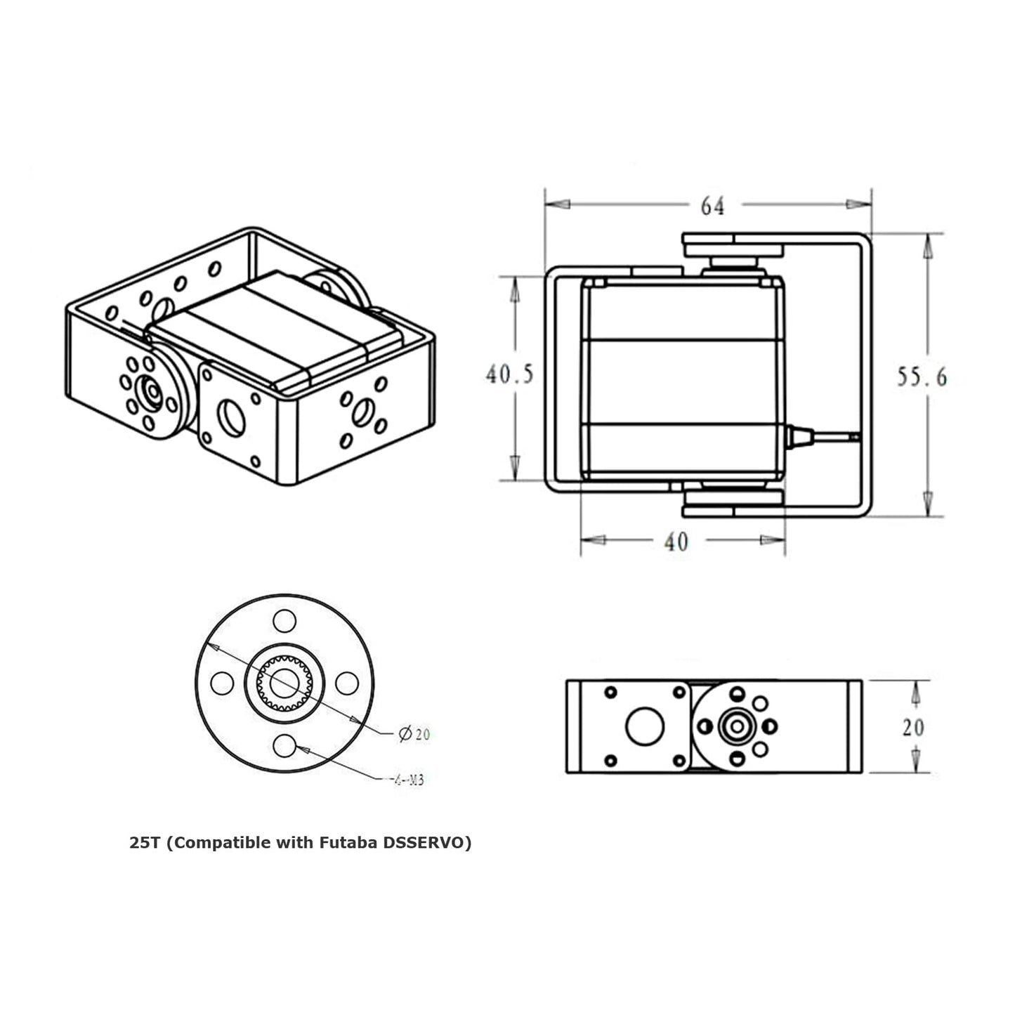 ANNIMOS 25KG Robot Servo Motor High Torque Full Metal Gear Digital Steering Servos with Mount Brackets