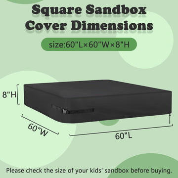 Kasla Sandbox Cover, Square Sandbox Cover Waterproof, Outdoor Toddler'S Large Sand Box Covers For Sand Protection (Black, 61'' L