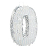 Small Holographic Silver Foil Number 0 Pinata For Kids Birthday Party Decorations (15.7X9X3 In)