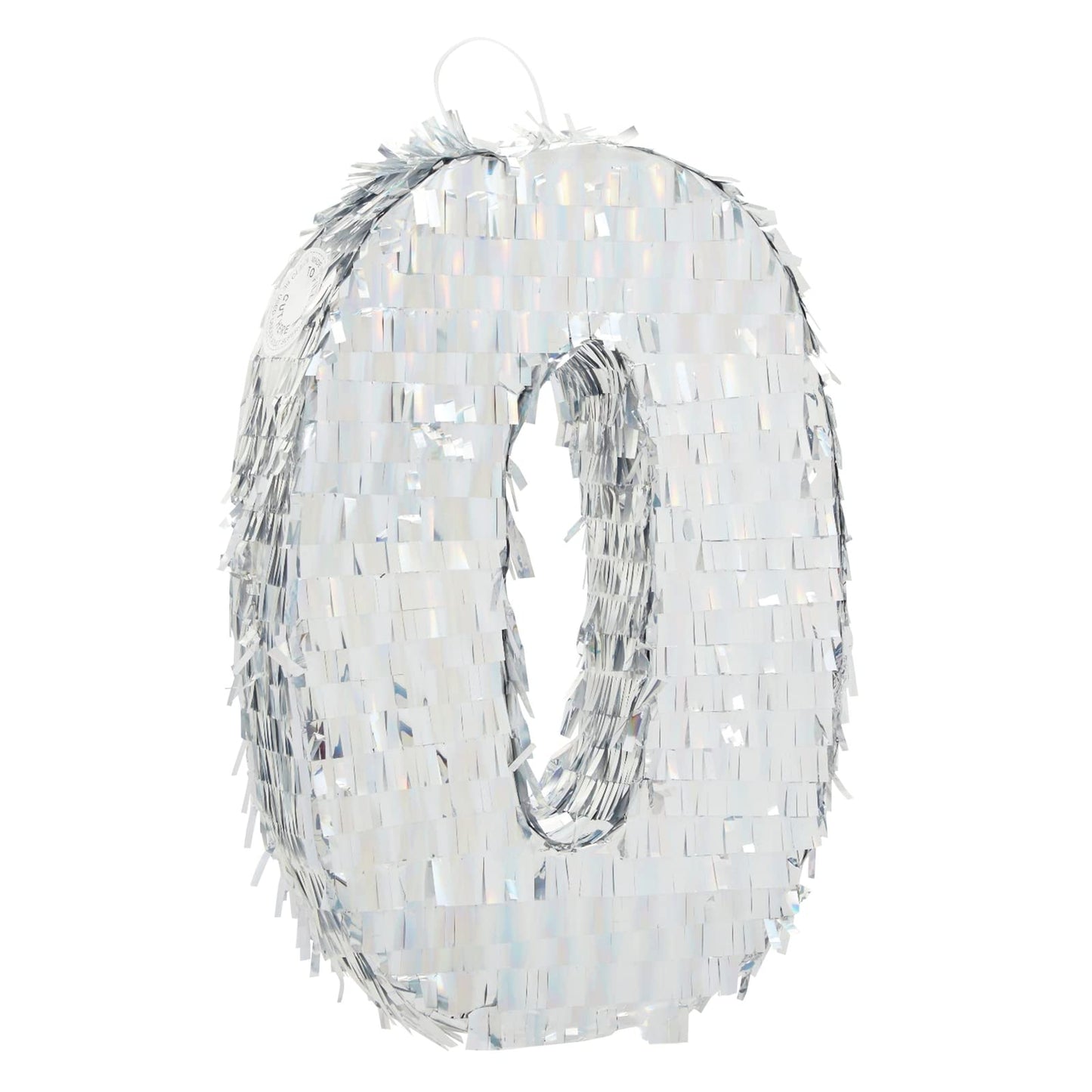 Small Holographic Silver Foil Number 0 Pinata For Kids Birthday Party Decorations (15.7X9X3 In)