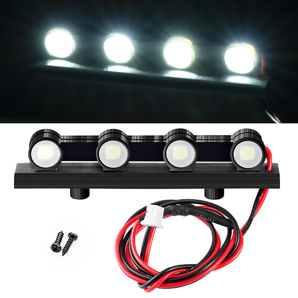 MOHERO RC Car Roof Lights 4 LEDs Light Bar Kit for TRX4M K10 F150 1/18th RC Crawler Car