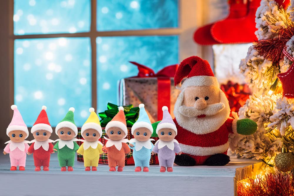 WULEEUPER Dark Skin Baby Elf Doll | Christmas Miniature Elf Decoration | Newborn Gift | Baby Grow Elf Dolls with Feet and Shoes (Green)