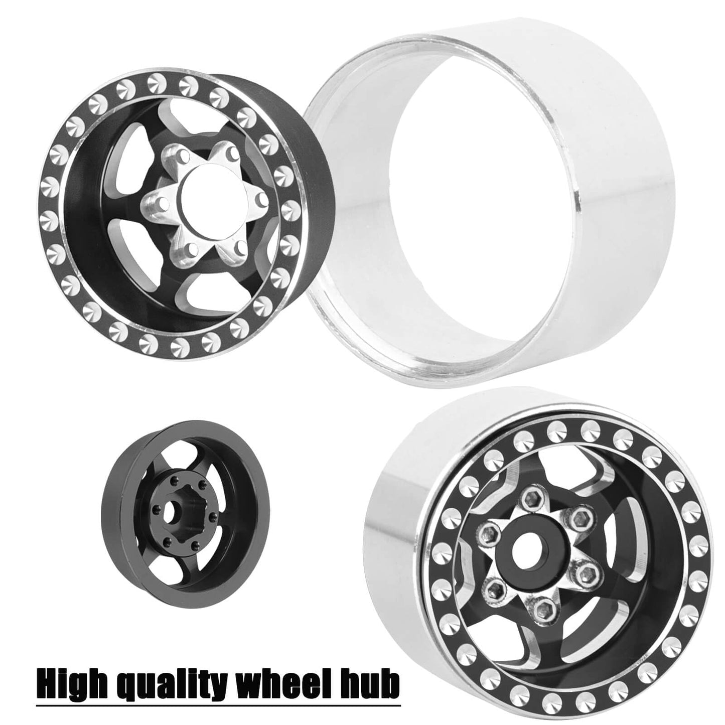 Rc 1.0In Beadlock Rc Truck Tires Wheels Tires For 1/18 1/24 Trx4M Scx24 Rc Crawler.Aluminum 1.0In Beadlock Wheel Rim&1.0In Tires