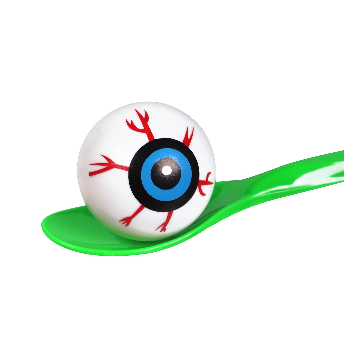 Moon Boat 24 Packs Halloween Eyeball Spoon Relay Race Toy Set - Indoor/Outdoor Party Supplies, Black, Melamine