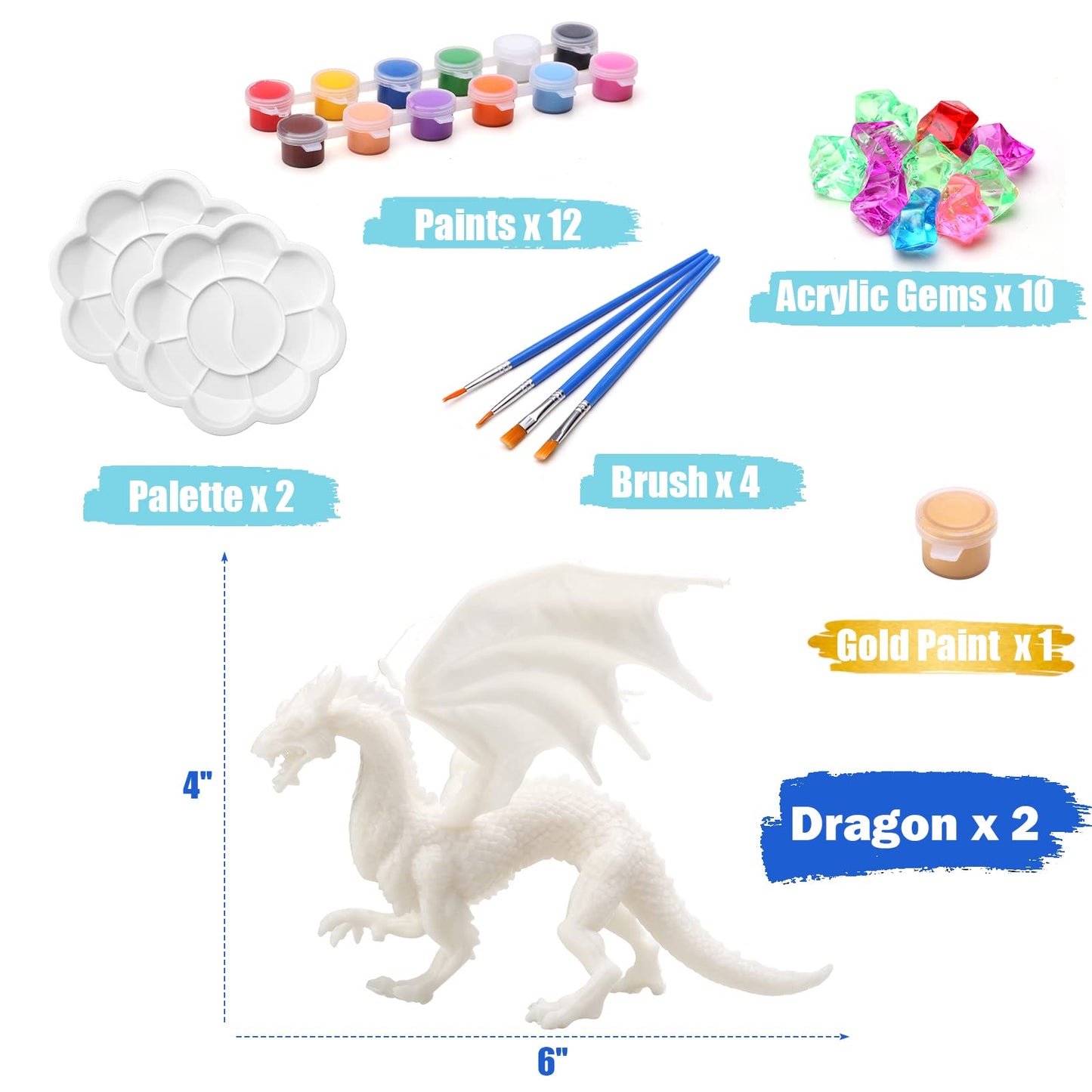 Solday Painting Dragon Toys Kits For Kids Arts And Crafts Ages 3 6 5 7 9 12 Boys Girls To Make Your Own Paintable Figurines Birt