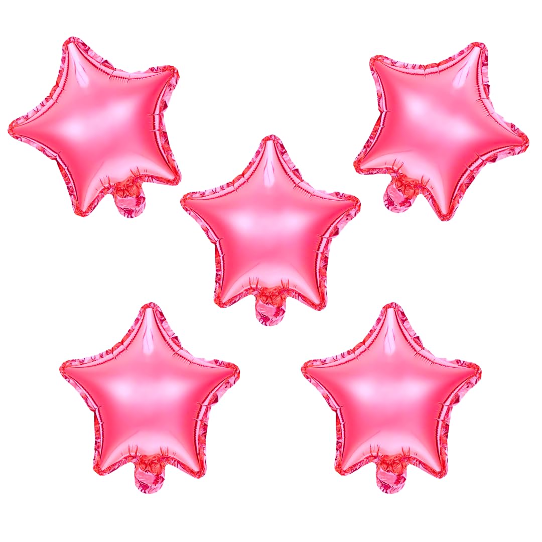 Mystic Toy Store MADE IN INDIA 18 Inch 5Pcs Set of Pink Star Shape Foil Balloons big Size for Birthday Decoration,Anniversary, B