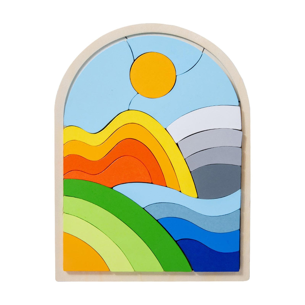 ATORSE Wooden Jigsaw Puzzles Colors and Shapes Cognition for Toddlers Children Baby Style B