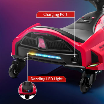 24V Kids Ride On Drift Car For Kids, Electric Drifting Go-Kart Up To 7.5 Mph Variable Speed, Built-In Music,Colorful Led Light,U
