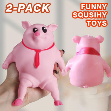 Cute Squishy Pig For Kids And Adults - 2Pack Of Sensory Stress Relief Pig Squeeze Toys To Anxiety, Funny Stretch Animal Splat To