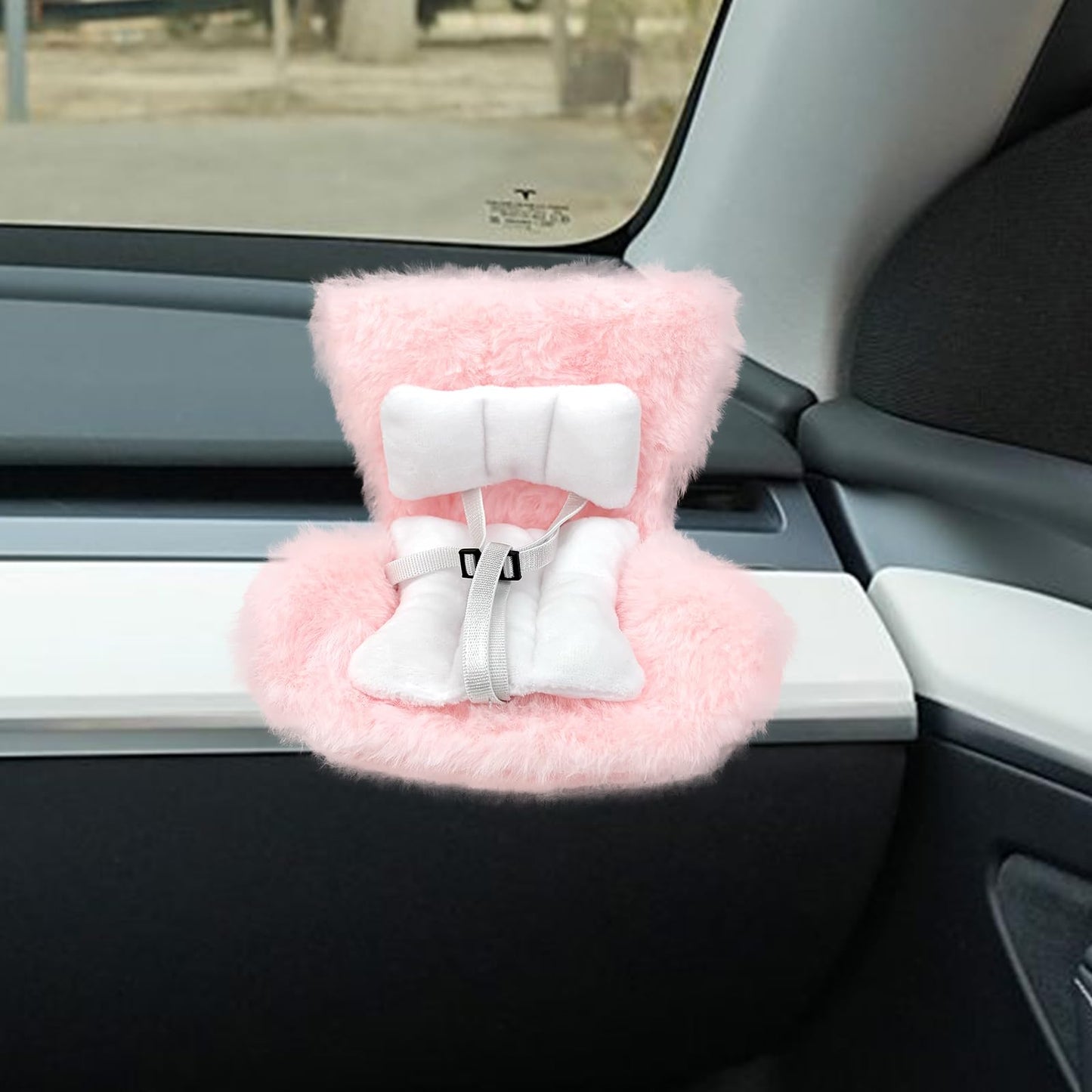 Transwon Car Seat Vent Clip for LABUBU, Seat Chair Carseat Accessories with Flurry Seat Cushion Compatible with Tesla and All Ot