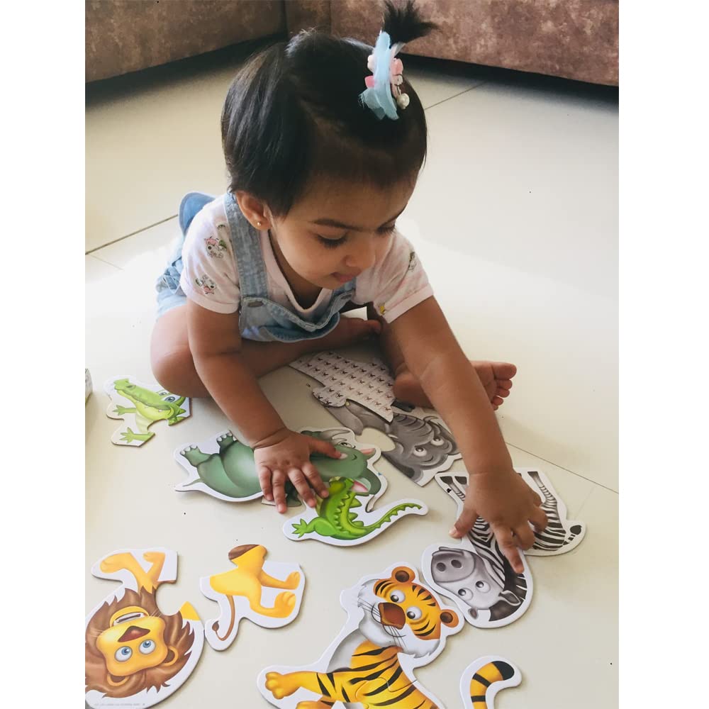 TOYKRAFTT Chunky Infant Floor Puzzle Toy, 2 Piece Puzzles for Kids Age of 2-3 Years, Educational Toys My First Jungle Animal Puz