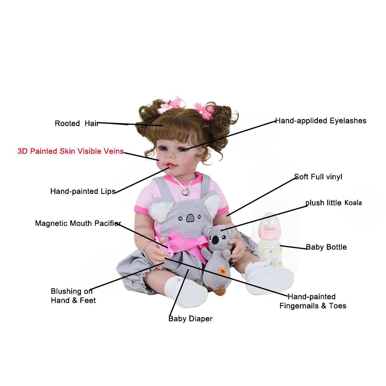 Wawa-Haokeai Baby Dolls Girl,22 In Realistic Newborn Baby Doll, Smiles Doll,Adorable Lifelike Babies,Full Soft Vinyl Reborn Toddler With Koala Toy Gifts Set For Children Kids Age 3+