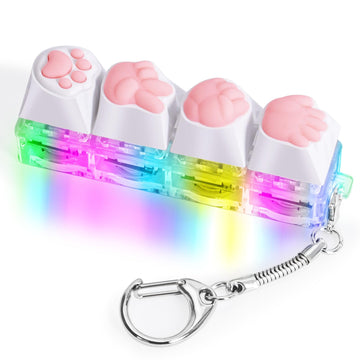 Keyboard Fidget Toys For Adults Keyboard Clicker With Led Light Keychain Fidget Sensory Fun Toys For Anxiety Decompression (Rpscatpaw, 4 In 1)