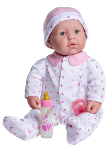 JC Toys 20" Caucasian Soft Body Baby Doll - Washable Vinyl, Pink Outfit & Hat, Model 15340_A, Ideal for Children 2 Years +