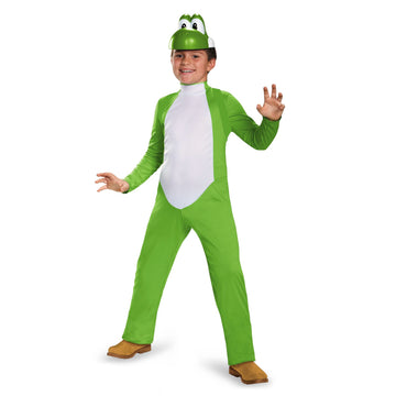 Yoshi Deluxe Costume, Official Nintendo Super Mario Costume, Kids Size Medium (7-8)