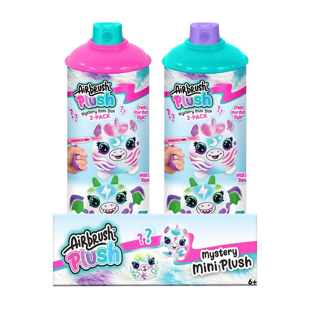 Canal Toys Airbrush Plush Mini Mystery 2 Pack - Multicolored, Customize with Markers & Stencils, Ages 6+