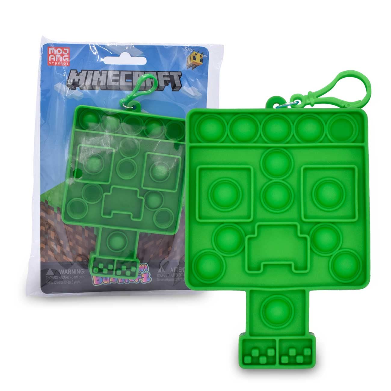 Minecraft Mini Bubblerz Fidget Bubble Popper Backpack Hanger (Creeper, Cow, Steve, Alex)