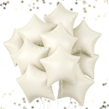 18 Inch Cream Star Balloons, 10 Pcs White Star Shape Foil Balloon Helium Balloons, Big Mylar Star Balloons For Wedding, Baby Sho
