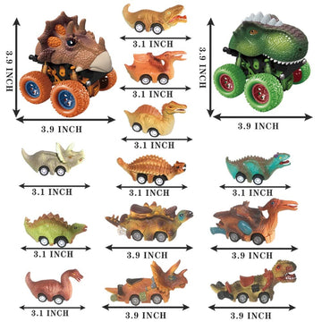 E EAKSON Dinosaur Toy Pull Back Cars, 14 Pack Dino Toys for 3 Year Old Boys and Toddlers, Boy Toys Age 3,4,5 and Up, Pull Back T