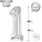 IWERP 40 Inch Silver Number 1 Balloon - Foil Mylar First Birthday Decoration for Kids, Giant 1 Balloon