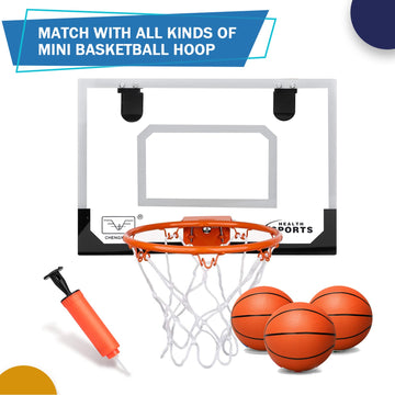 5 Inch Pvc Mini Basketball For Indoor Basketball Mini Hoops, Soft 5' Rubber Small Repacement Basketball For Over Door Basketball Hoop Sets, Little Basketballs For Adults & Kids (3 Pcs With Air Pump)