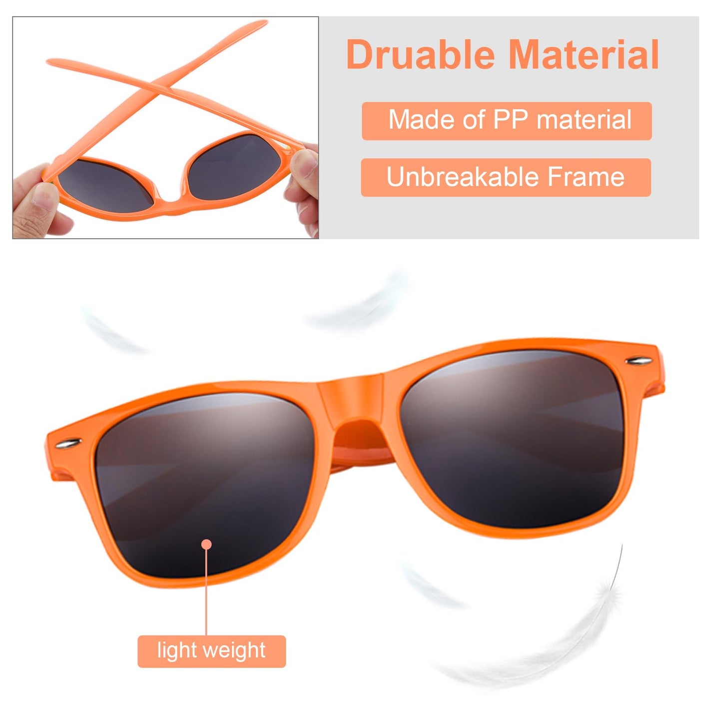 Fepito 30 Pieces Party Sunglasses Bulk For Birthday Party Supplies Treat Bag Fillers For Beach Pool Party Toys, Orange