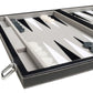 Middleton Games Travel Backgammon Set - 15-inch Leatherette & Velvet, Black/Grey