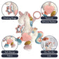 Itzy Ritzy Link & Love Toy For Stroller, Car Seat Or Activity Gym, Features Textured Ribbons, Crinkle Sounds, Clinking Rings & Silicone Teether, Unicorn, 0.29 Lb