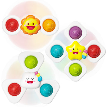 Springflower Baby Bath Toys, Suction Cup Spinner Toys For 6 12 18 Months Toddlers, Birthday Baby Gifts Sensory Toys Bath Toys Tr